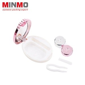 Wholesale price metal color mirror contact lens  case,High quality contact lens case cute lovely travel kit box women