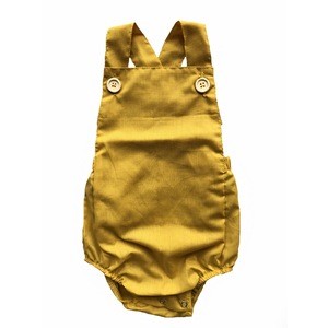 Wholesale Toddlers Linen Baby Romper Button Trendy Kids Clothes