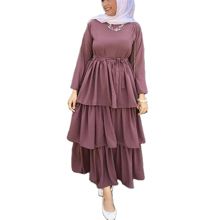 Wholesale Turkish Modern Three Layer Islamic Clothing Dubai Abaya Designs Muslim Dress