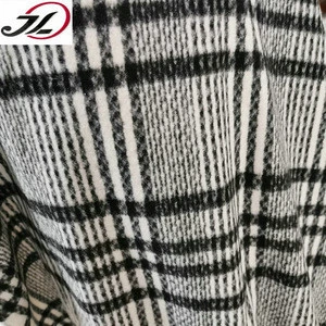 wholesale wool poly  blend tweed plaid tartan yarn dyed wool fabric for coats