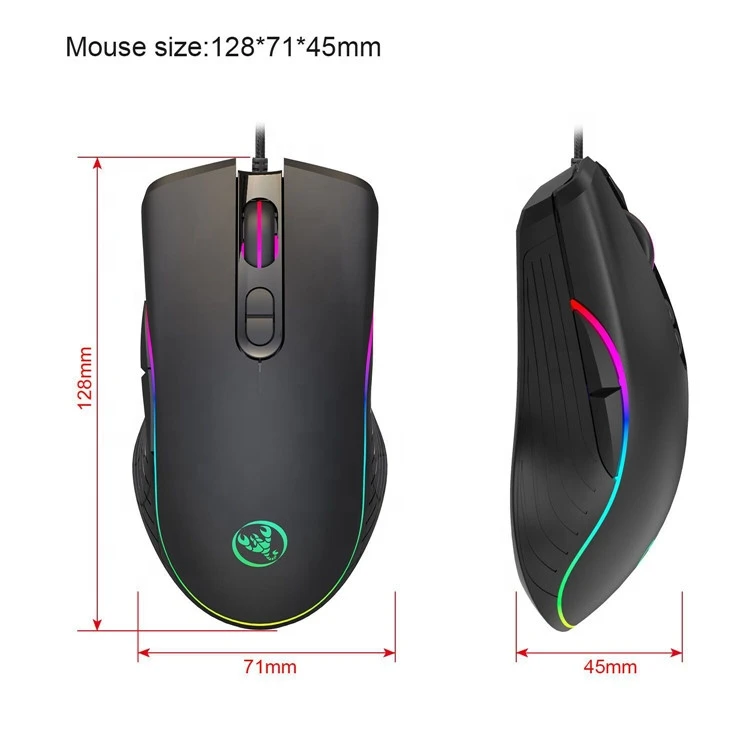 Wired USB 7D LED Light RGB Gaming Mouse RGB 6400DPI Macro Gamer Mouse