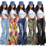 With Hight Belt Fashion Elastic Flared For Denim Free Shipping Suspender Women Fashion Jeans Trousers