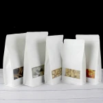 WK03 Heat Seal Biodegradable White Kraft Paper Stand Up Pouch Bag with Zipper