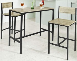 Wood high bar table chair bar table set 1+2 for wholesale