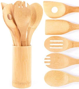 Wooden Kitchen Accessories Set Utensil 6 Piece Bamboo Cooking Utensils