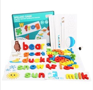 Wooden Spelling Skills Educational Toys STEM Montessori Letters Develops Vocabulary Alphabet Flash Cards Toy