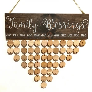 Xingyuan Family Blessing Birthday Calendar DIY Plaque Board Family Friends Reminder Wooden Crafts Wall Hanging
