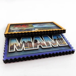 XS ltd  OEM Promotional Custom Magnetic Souvenirs 3D Wooden Fridge Magnets