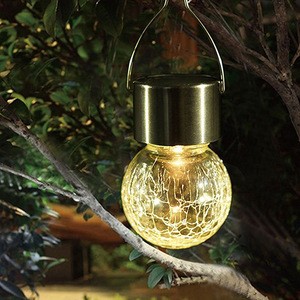 Yuyao factory beautiful glass solar powered hanging outdoor light for decoration