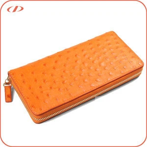 Zipper around exotic real ostrich leather purse