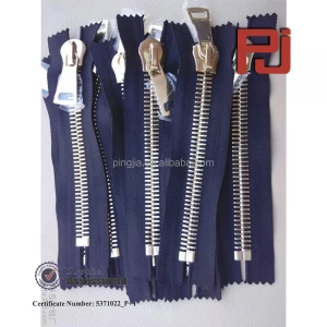 Zipper manufacturer 15# metal zipper with polished metal zipper pull for bags