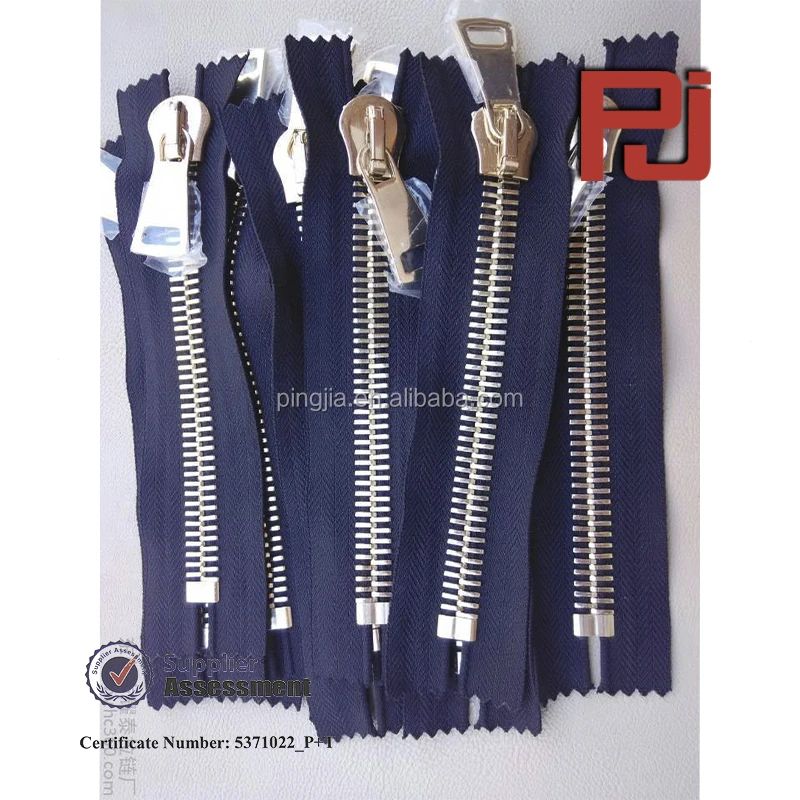 Zipper manufacturer 15# metal zipper with polished metal zipper pull for bags