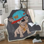 3D Dog Sherpa Blanket Animal Fur Throw Blanket for children Brown Gray Bedding