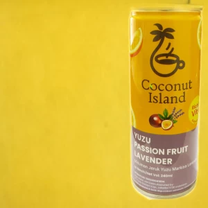 Coconut Sparkling Water with Lemon, Berry Roselle, Fruit Lavender, Lychee Peach