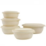 Corn starch disposable food packaging takeaway food containers round fast meal degradable lunch box