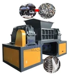 Large scale waste furniture waste metal copper aluminum plastic bottles dual axis shredder, straw fabric shredder