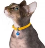 Leather cat collar, cat safety collar, elastic band, cat collar suitable for bells black blue red orange lime green