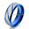 Grooved tungsten blue plating wedding rings