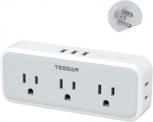 Multi Plug Outlet Splitter, TESSAN TS-165 Outlet Extender Surge Protector with 3 USB Wall Charger Extension socket
