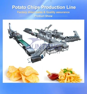 Efficient automatic banana slice potato chip puffed food frying production line, fruit slice chicken frying equipment