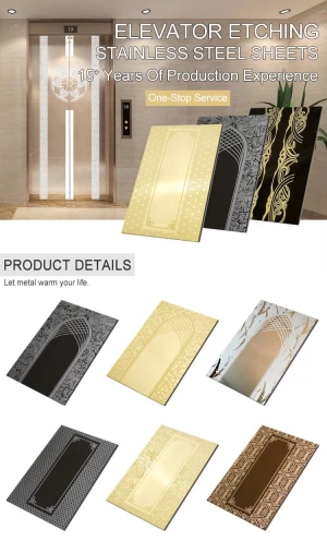 AN013 Factory Supply 8K Mirror Metal Panels Decorative Etched Stainless Steel Wall Elevator Sheets