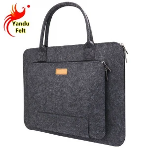 Dark gray 11.6 13.3 15.6 17.3 inch felt company business laptop briefcase bag with handle