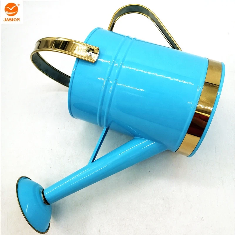 1 Gallon Blue Color Screwing Nozzle Golden Belt Kid Watering Can Metal Watering Can