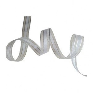 100% nylon material organza silk ribbon with glitter