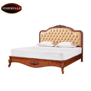 118-H Luxury Solid Wood Bedroom Furniture Leather Queen Bed