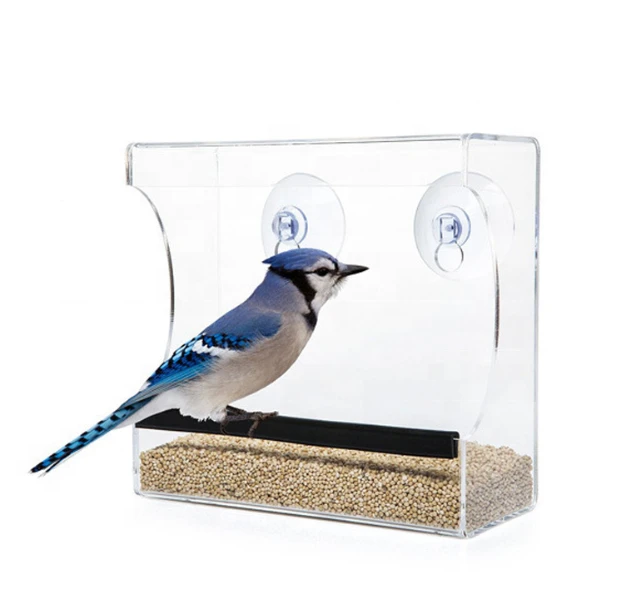 12 Acrylic Squirrel-proof Window Bird Feeder