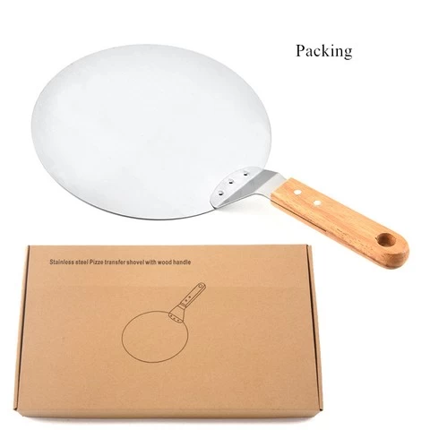12" High quality pizza pan pizza accessories stainless steel pizza peel shovel with wood handle