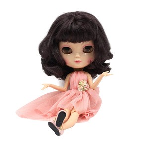 12 inch like blyth doll, named Icy Ball Jointed nude bjd NUDE doll with black short hair