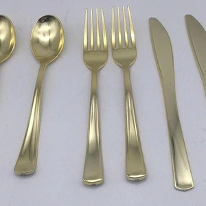 180 Pieces Gold Plastic Silverware- Disposable Flatware Set-Heavyweight Plastic Cutlery with FDA
