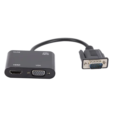 Buy 2 In 1 Vga To Hdmi+vga Adapter Dual Screen Pc Converter With Audio ...
