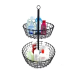 2-Tier Fruit Bowl Metal Wire Fruit Basket Bread Vegetable Organizer Storage Dining Table Kitchen Counter Organizer