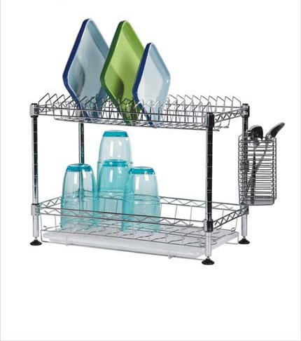 2 Tiers Competitive Chrome Metal Dish Rack China Manufacturer