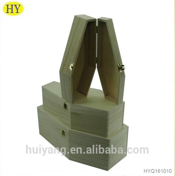2016 unfinished wooden pet coffin shaped box