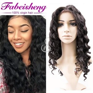 2017 top sale virgin human silky hair free lace wig samples loose wave curly full lace wigs