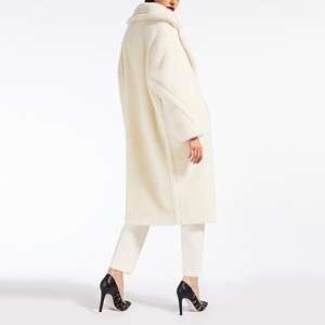 2018 Fake Faux Fur Thick Warm Cream Whiten Wool Blend Teddy Coat