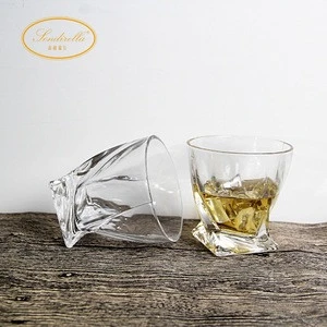 2018 Hot selling crystal clear twist whiskey glass