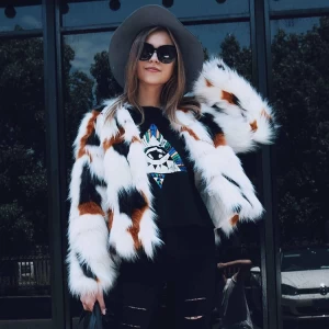 2020 New Arrival High Quality Fall Winter Women Clothes Tie Dyed Fur Coats For Woman Trendy Faux Fur Coat