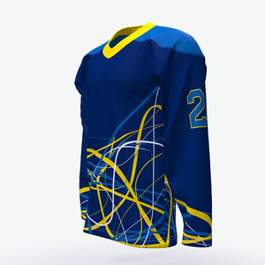 2020 new design wholesale unique ice hockey jersey blue custom team sublimation