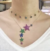 2020 New Luxury jewelry set necklace fashion copper micro diamond multi-color  Pendants five star necklace