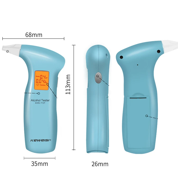 2020 New portable alcotest breath alcohol detector alcohol tester breathalyser breathalyzer with 4 mouthpiece
