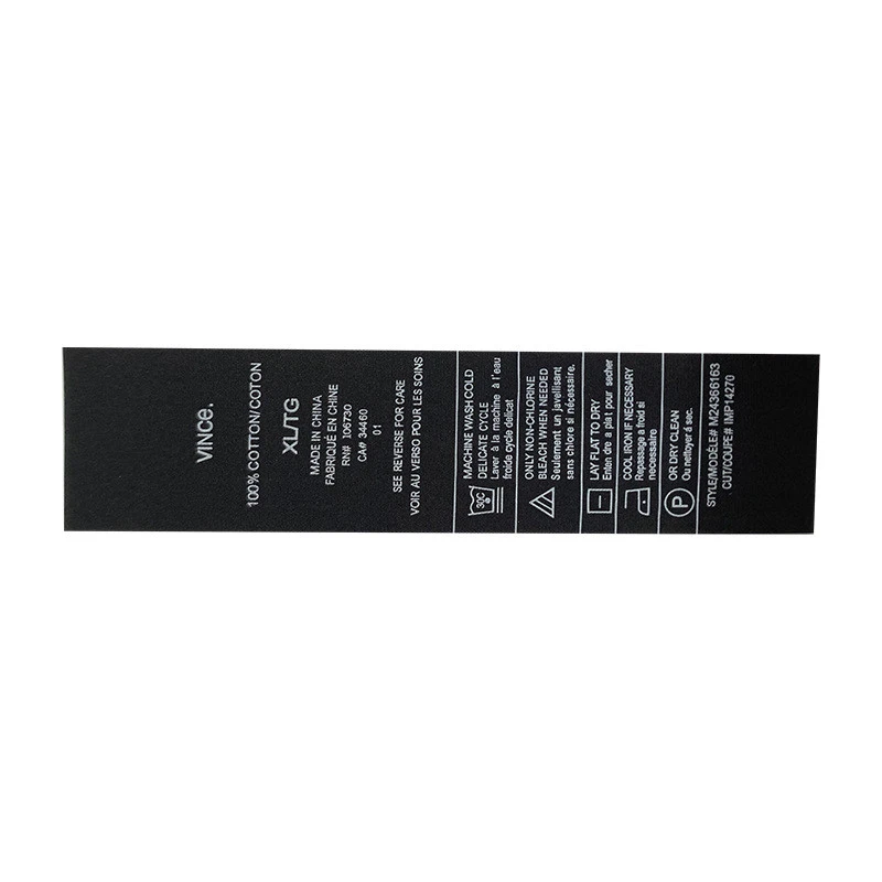 2021 Customized Size Logo Printing Cotton Waterproof Rfid Tag Wash Care Label