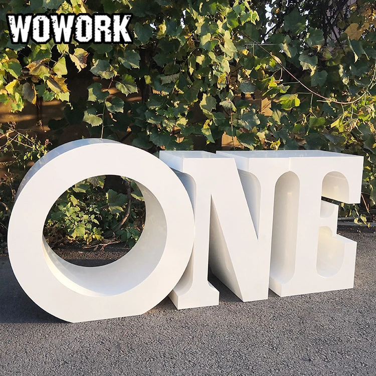 2021 WOWORK fushun wedding supplies hot sale new style baby shower party birthday big metal letter baby table for event ideas