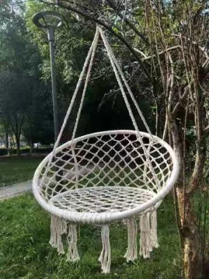 2022 Hot selling Cotton rope Mesh hanging chair single person patio swing chair
