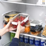 2024 New Plastic Organizer Rectangle Produce Saver Clear Storage Bins and Storage Containers Fridge Organizers With  lids