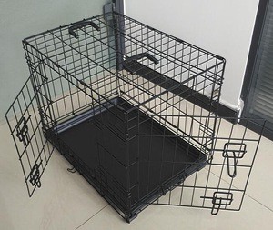 24&quot; Black dog crate fold metal pet cage kennel house of Animal