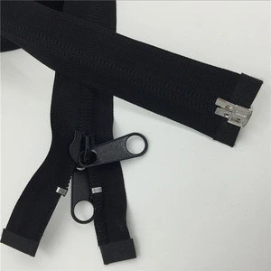 2M #10 Double Puller Nylon Zipper Black Color Factory Cheap Big Long Zipper